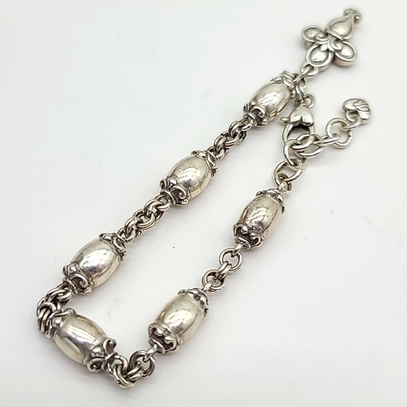 Brighton "BLAIRE CROSS" Brushed Silver Bracelet w Elongated Beads & Cross Charm! - Picture 9 of 10